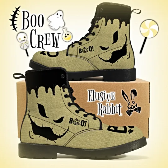 Discover Boo Ivory Halloween Gothic Boot Shoe 3 4 5 6 7 8 9 10 11 12 Jack o lantern Cream