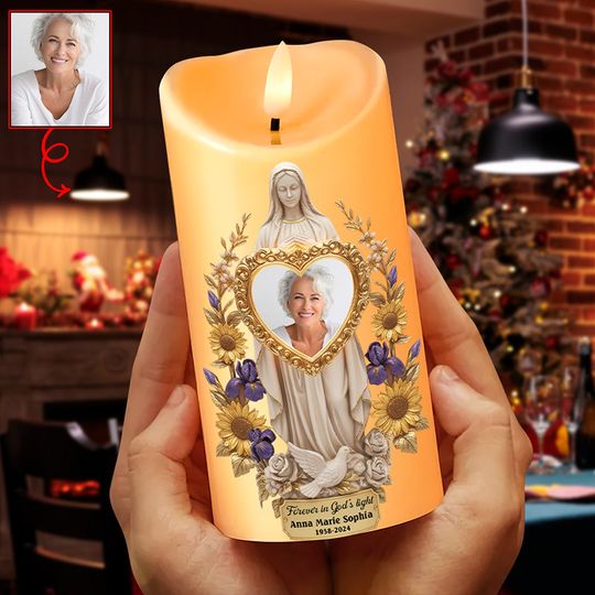 Memorial Remembrance LED Candle - Custom Photo Gifts For Heaven