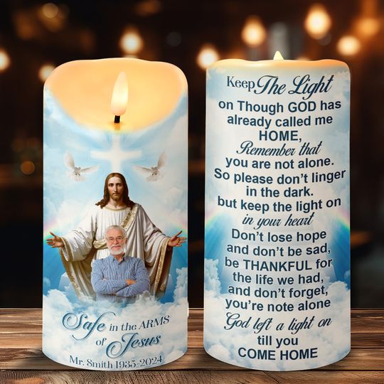 Discover Custom Photo Memorial Gifts For Family Candle 04qnqn090125 Safe In The Arms Of