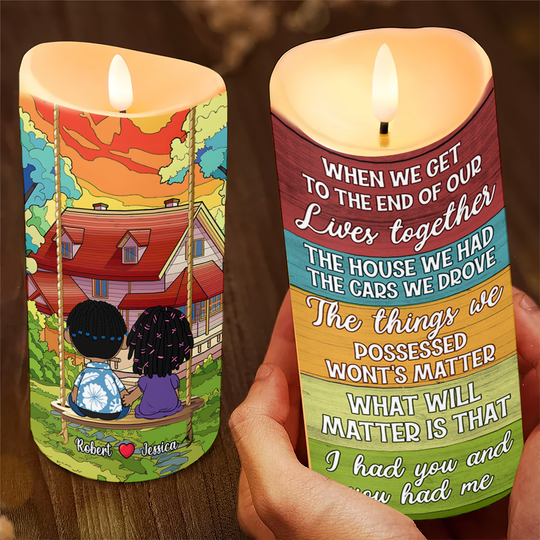 Personalized Gifts For Cartoon Lover Led Candle Couple Lover