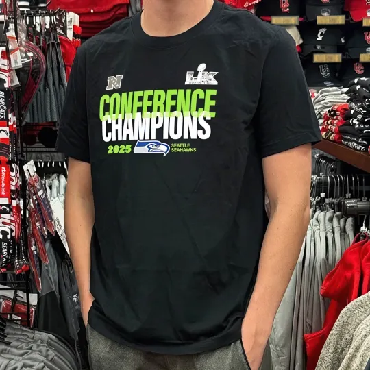 Discover Seattle Seahawks 2025 Conference Champions Gildan Unisex T-Shirt