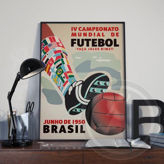 Discover 1950 Brazil World Cup Poster: Vintage Soccer Wall Art