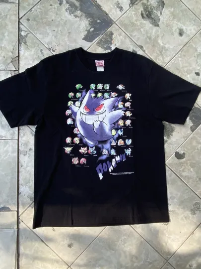 Rare Anime PKM Gengar Bootleg Graphic T-Shirt