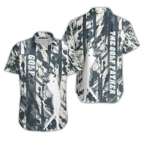 Discover Golf Hawaiian Shirt The Golf Father Blue And White Aloha Hawaiian Shirts For Men