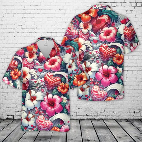 Discover Valentine Hearts Hawaiian Shirt