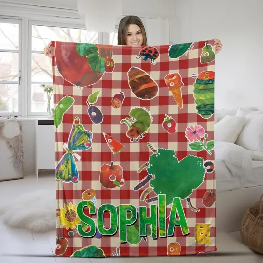 Discover Personalized The Very Hungry Caterpillar Blanket, Book Blanket, Hungry Caterpill