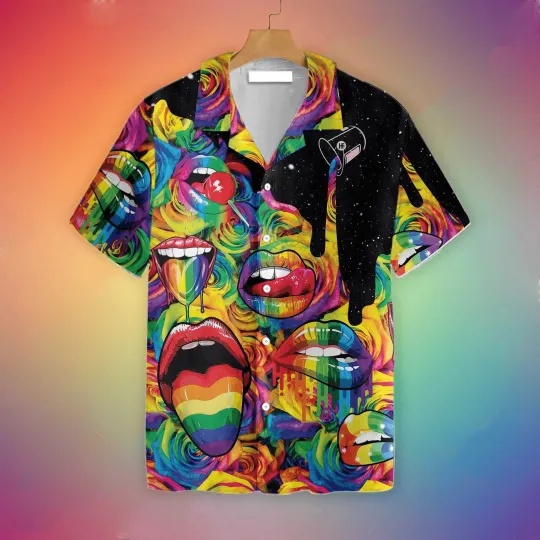 Discover LGBT Aloha Hawaiian Shirts For Summer Sexy Lips Always Proud LGBT Colorful Rainb