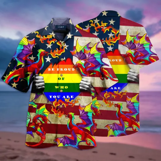 Discover LGBT Aloha Hawaiian Shirts For Summer Dragon Rainbow Lgbt Aloha Hawaiian Shirts