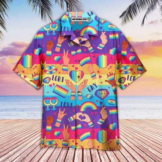 Discover LGBT Aloha Hawaiian Shirts For Summer Rights Symbols LGBT Rainbow Colorful Happy