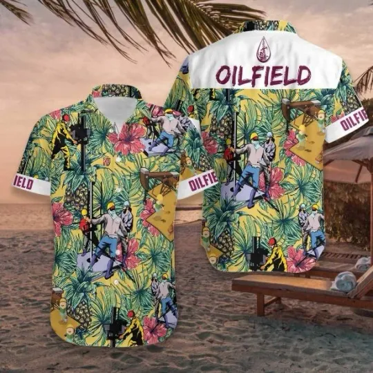Oilfield Pineapple Seamless Pattern Hawaiian Shir