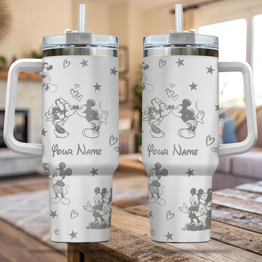 Discover Custom Mickey and Minnie Disney Tumbler 40oz  Engraved Travel Cup for Disneyland, Custom Gift for Her, Stainless Steel Insulated Cup