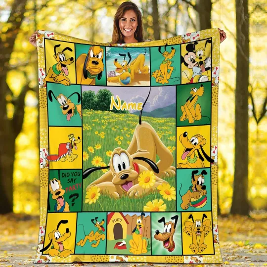 Discover Personalized Pluto Dog Blanket, Mickey And Friends Fleece Blanket, Pluto Birthday Gift