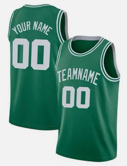 Discover BOS Green Adult Personalized Basketball Jersey with Team Name and Player Number