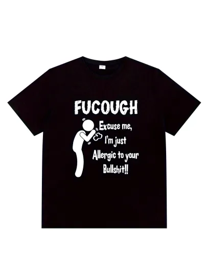 Discover Men'S T-Shirt, Casual Athletic Tee with Humorous FUCOUGH Print