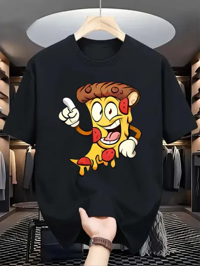 Discover Men'S Funny Cartoon Print T-Shirt, Casual Crew Neck Top