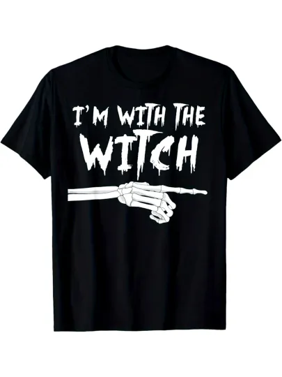 Discover Funny "I'm with The Witch" Gothic T-Shirt - Casual Short Sleeve Tee