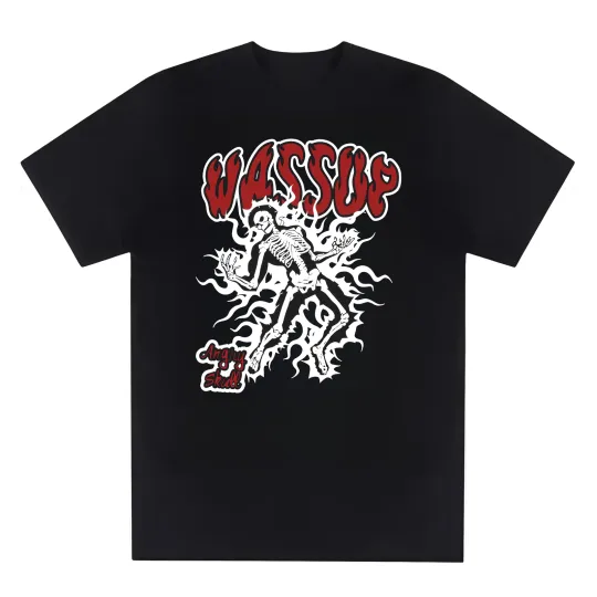 Discover Casual T-Shirt for Men with Y2K Style Skeleton and Flame Graphic