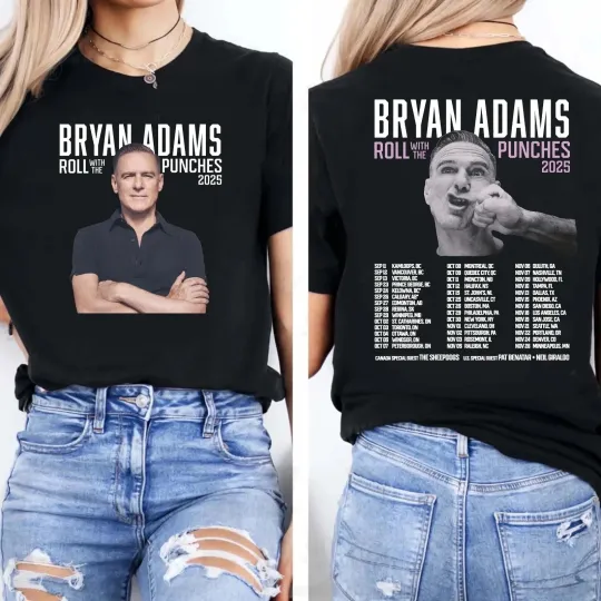 Discover Bryan Adams Roll With the Punches Tour 2025 Double Sided Unisex T-Shirt