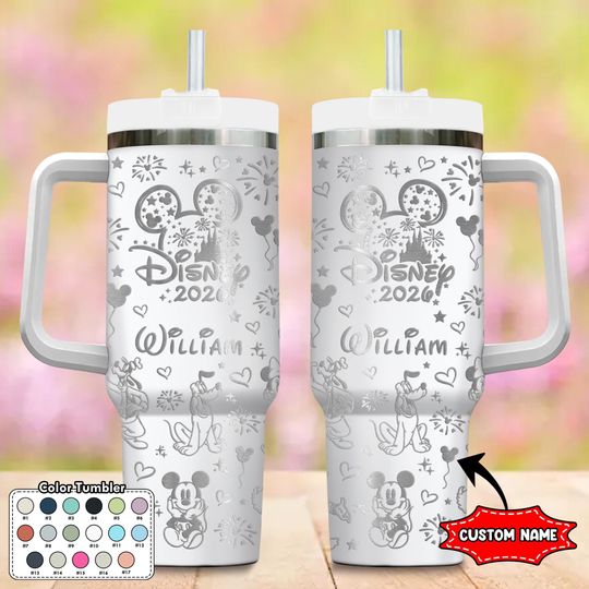 Discover Personalized Disney 40oz Tumbler, Goofy Cup, Mickey Mouse Handle Stainless Steel Tumbler