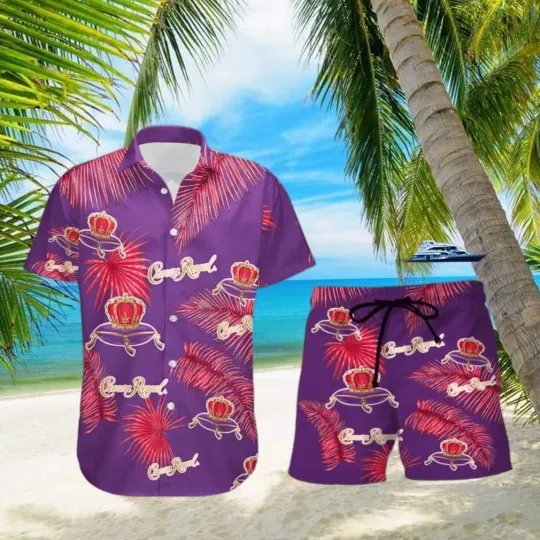 Discover Crown Royal Palm Leaves Tropical Hawaiian Shirt and Shorts