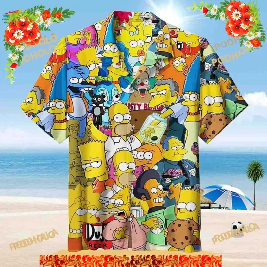 Simpson Homer Aloha Hawaiian Shirt, The Simpsons 3D Hawaii Shirt