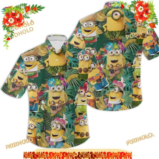 3D Minion Tropical Hawaiian Shirt for Men