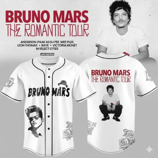 Discover HOT NEW ITEM! Bruno Mars The Romantic Tour 2026 Jersey