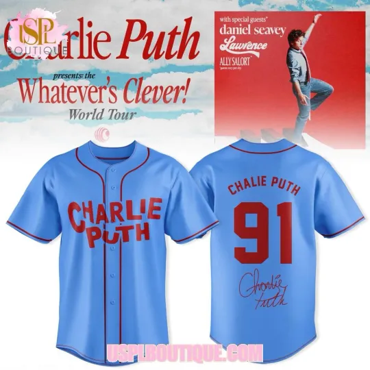 Discover Charlie Puth Whatever’s Clever World Tour 2026 Baseball Jersey