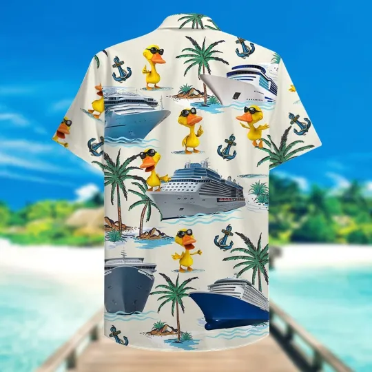 Discover Cruising Duck Hawaiian Shirt - Gift for Cruise Trips - Duck & Cruise Pattern
