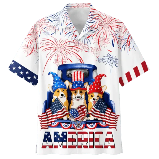 Discover Corgi Aloha Hawaiian Shirts For Summer Funny Dog America Independence Day USA Fl