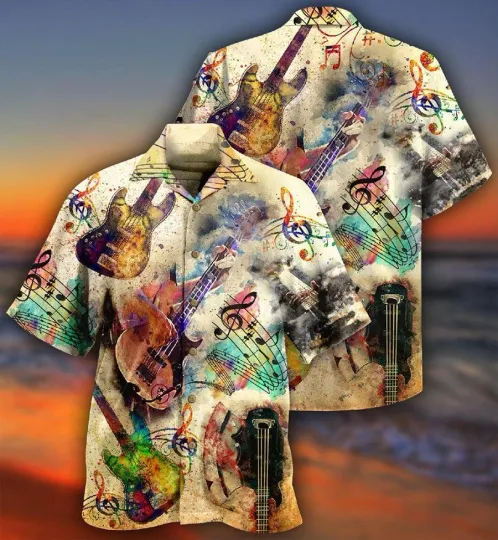 Discover Guitar Music Bass Aloha Hawaiian Shirt For Summer Its Like Guitar But Way Cooler