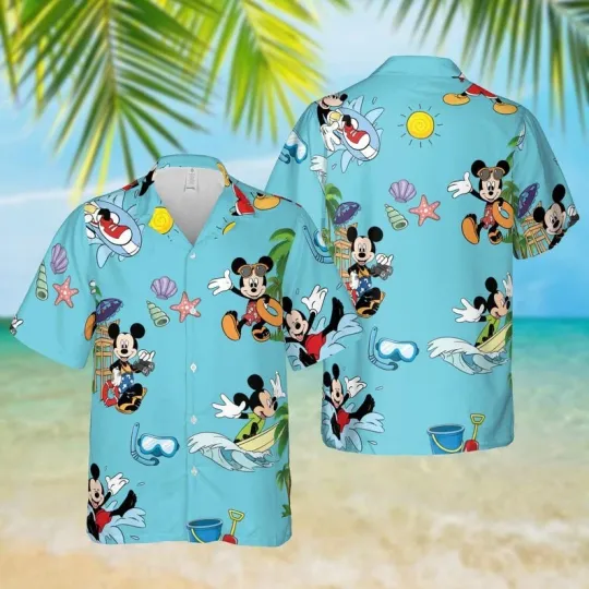 Discover Mickey Mouse Surfing Hawaiian Shirt for Summer Beach Vacation and Family Trip
