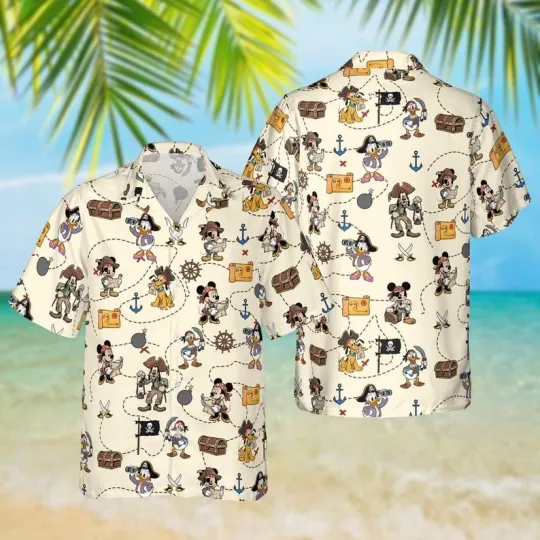 Discover Mickey & Friends Pirate of the Caribbean Aloha Summer Hawaiian Shirt