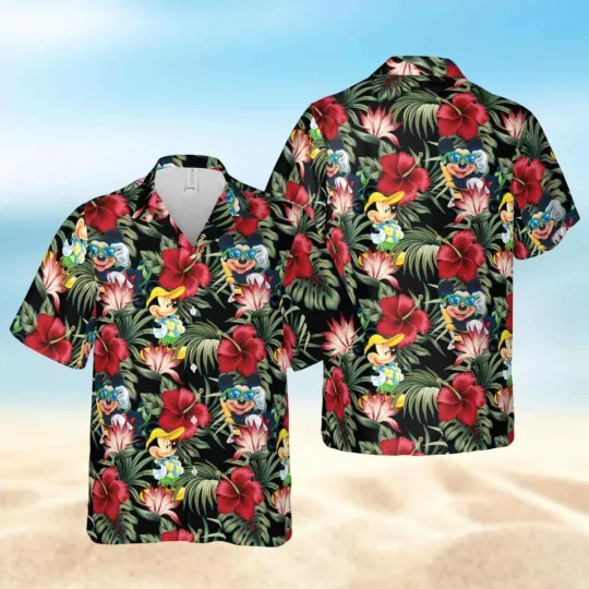 Discover Cute Mickey Mouse Tropical Hibiscus Flowers Aloha Hawaiian Shirt