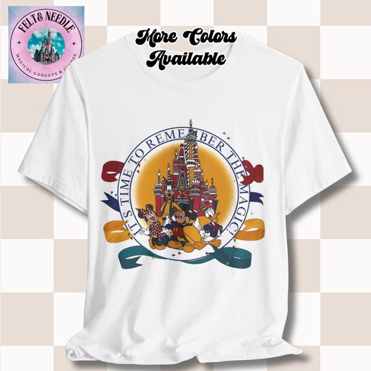 Discover Disney World 25th Anniversary Tee, Mickey and Friends Castle Shirt, Magic Kingdom T-Shirt, Vintage Style Unisex Top, Birthday Gift for