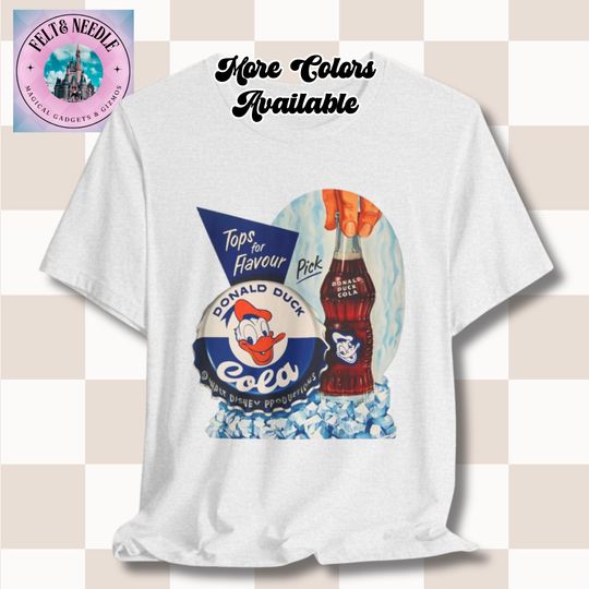 Discover Vintage Donald Duck Cola Sign Mid Century T-Shirt, Retro Graphic Tee, Unisex Shirt, Classic Cartoon Gift, Pop Culture Top, Graphic Print