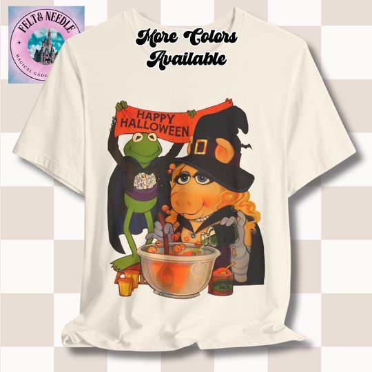 Retro Muppets Happy Halloween Shirt, Kermit & Miss Piggy Tee, Unisex Jersey T-Shirt