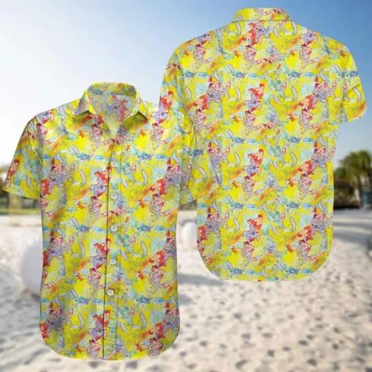 Discover Colorful Stitch Floral Hawaiian Shirt featuring Lilo & Stitch Blue Alien Dog for Summer Casual Wear