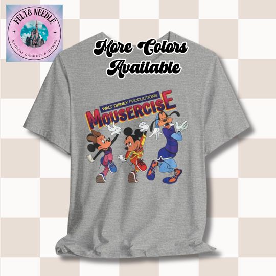 Retro Mousercise Tee, Vintage Disney Mickey Minnie Goofy Shirt, 80s 90s Workout Top