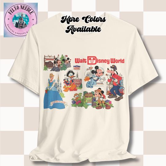 Discover Vintage Walt Disney World Lands Tee, Mickey and Friends T-Shirt, Retro Disneyworld Shirt, Magical Theme Park Top, Unisex Jersey Short Sleeve