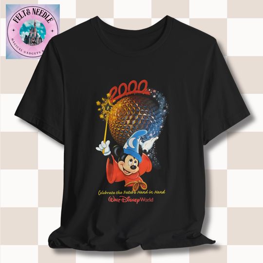 Discover Retro Epcot 2000 T-Shirt with Sorcerer Mickey | Vintage Disney Fan Tee | Unisex Cotton Shirt