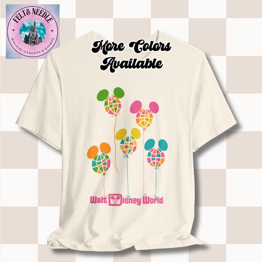 Discover Vintage Mickey Balloons Unisex Tee, Retro Epcot 80s 90s Neon Colors Shirt, Disney World Fan Gift, Magical Theme Park Apparel, Disneyworld