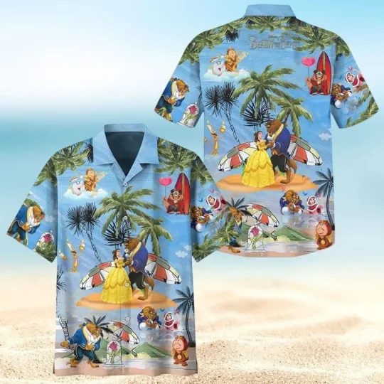 Discover Beauty And The Beast Tropical Palm Tree Summer Beach Vacation Hawaiian Shirt