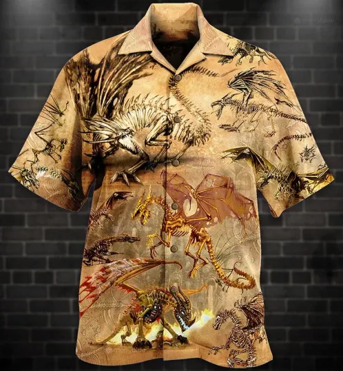 Discover Dragon Skull Aloha Hawaiian Shirt For Summer Dragon Skeleton Love Life Love Dese