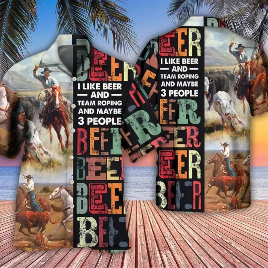 Discover Horse Hawaiian Shirts For Summer  Horse Beer I Like Beer And Team Roping Hawai