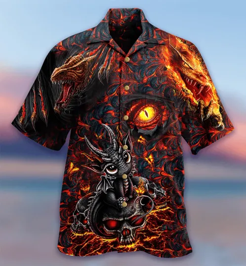 Discover Dragon Eye Aloha Hawaiian Shirt For Summer Love Life Amazing Dragon Skull Hawaii