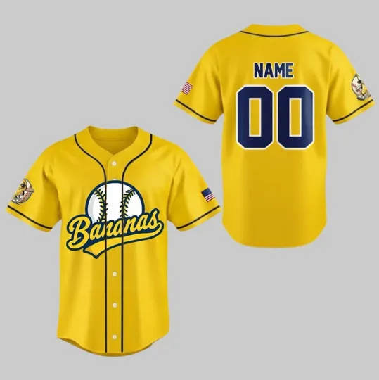 Discover Personalized Bananas Team Baseball Jersey, Let's Go Bananas Jersey