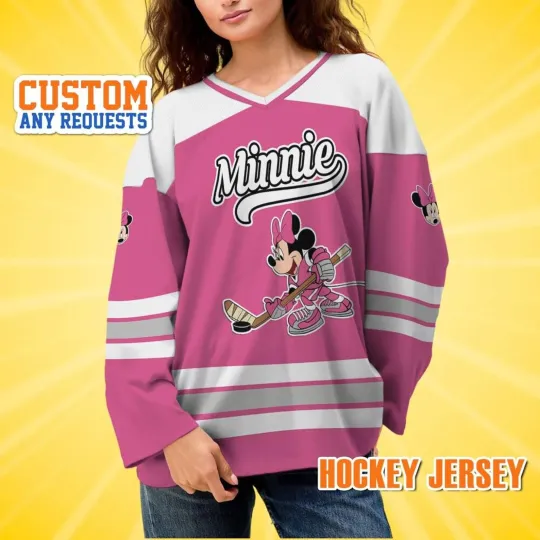 Discover Personalized Minnie Mouse Hockey Jersey for Men's Birthday Gift