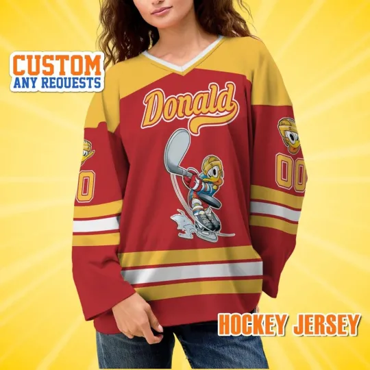 Discover Personalized Donald Duck Hockey Jersey for Fans Team Gift