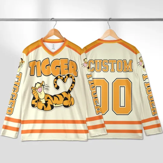 Discover Personalized Tigger Like To Bounce Winnie The Pooh Men's Hockey Jersey